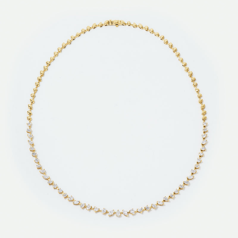 Delphine | 9ct Yellow Gold 4.67 ct tw. Lab Grown Diamond Half Set Necklace 17 Inches