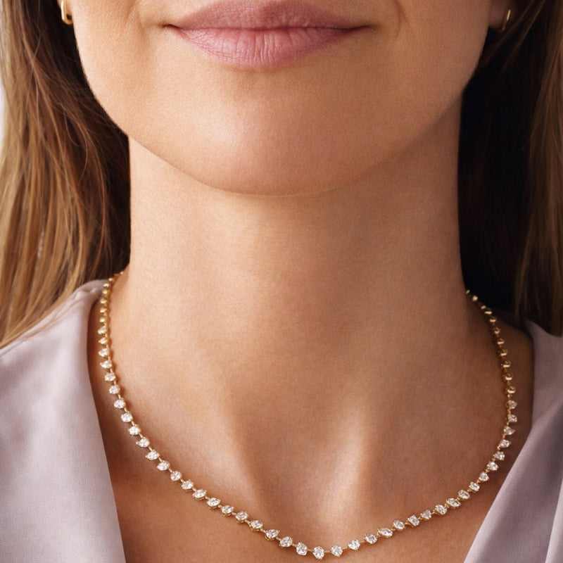 Delphine | 9ct Yellow Gold 4.67 ct tw. Lab Grown Diamond Half Set Necklace 17 Inches