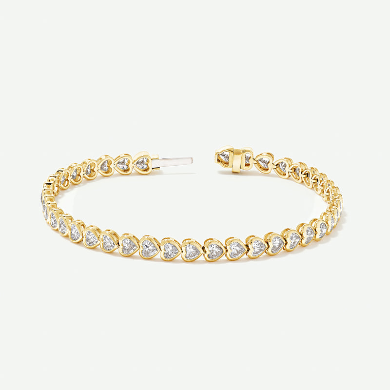 Valentina | 9ct Yellow Gold 5.75ct tw. Lab Grown Diamond Heart Tennis Bracelet