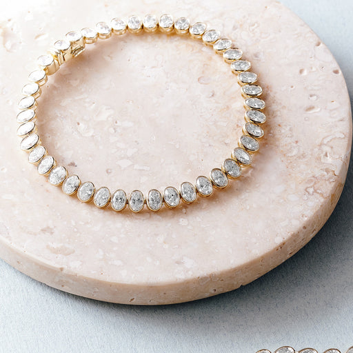 Briony - 9ct Yellow Gold 8.41ct tw. Lab Grown Diamond Oval Tennis Bracelet - image 1