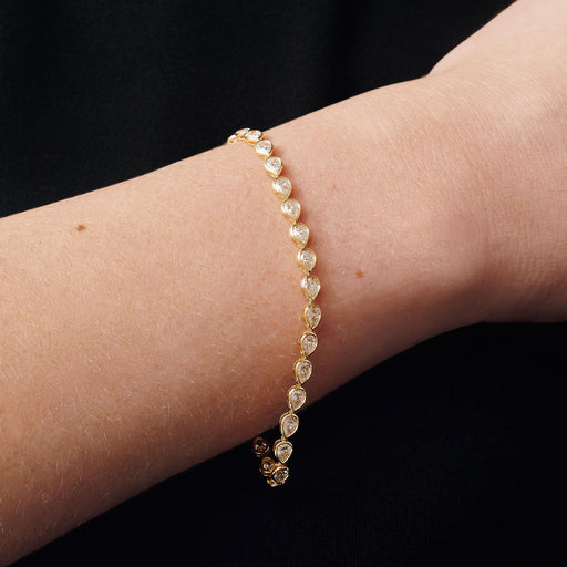 Fleur - 9ct Yellow Gold 4.40ct tw. Lab Grown Diamond Pear Tennis Bracelet - image 1