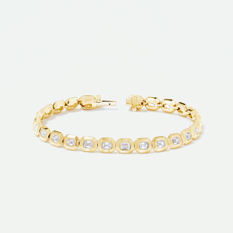 Athena | 9ct Yellow Gold 3.67ct tw. Lab Grown Diamond Emerald Cut Tennis Bracelet