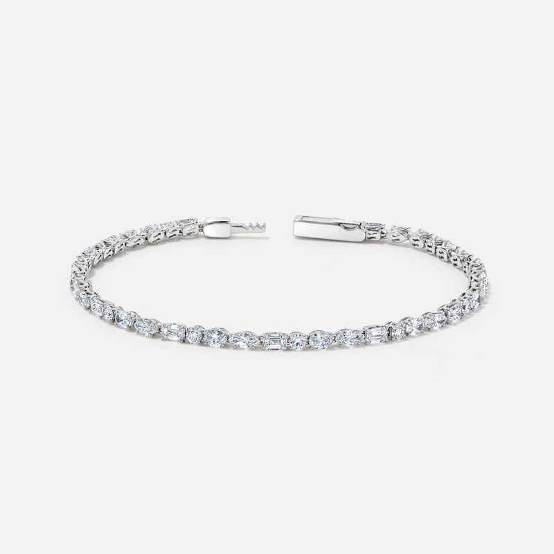 Lydia - 9ct White Gold 4.67ct tw. Lab Grown Diamond Mixed Shape Tennis Bracelet - image 1