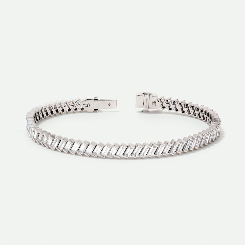 Cecilia | 9ct White Gold 6.05ct tw. Lab Grown Diamond Baguette Tennis Bracelet