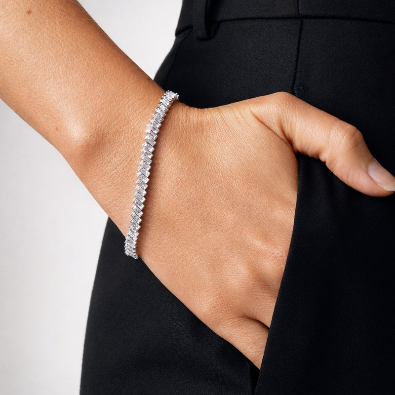 Cecilia | 9ct White Gold 6.05ct tw. Lab Grown Diamond Baguette Tennis Bracelet