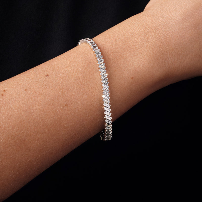 Cecilia | 9ct White Gold 6.05ct tw. Lab Grown Diamond Baguette Tennis Bracelet
