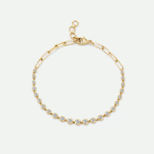 Verity - 9ct Yellow Gold 0.50ct tw. Lab Grown Diamond and Paperclip Link Chain Bracelet - image 1