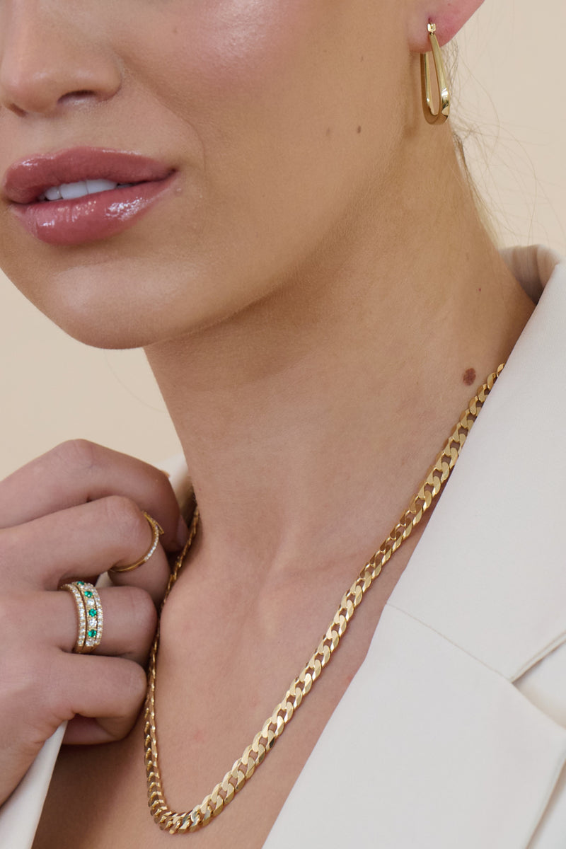 9ct Yellow Gold Solid Curb Chain Necklace (6.5mm) 20 inch