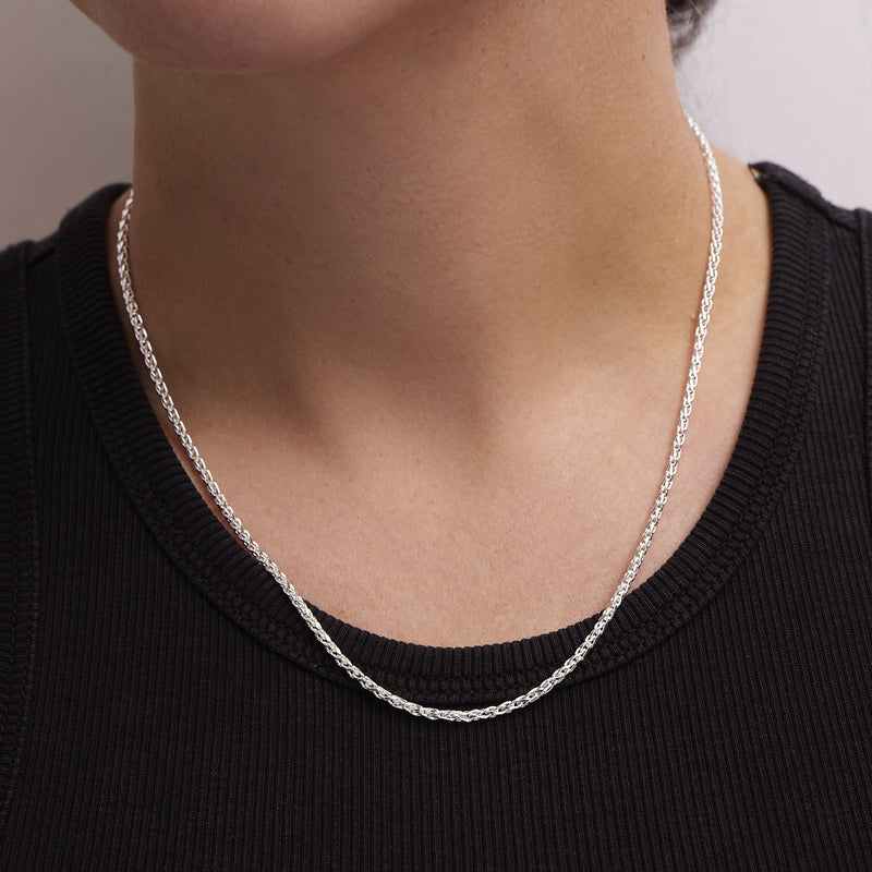 Sterling Silver Wheat Chain Necklace 18 inch