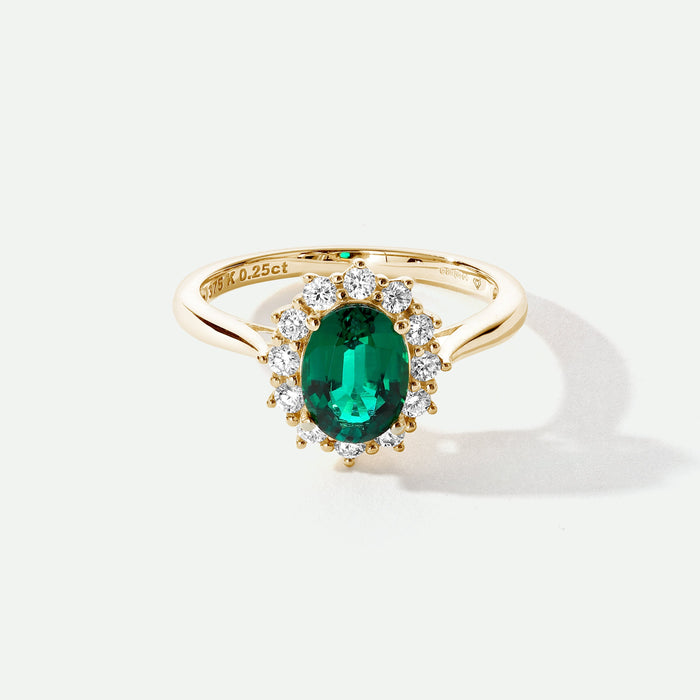 Cate | 9ct Yellow Gold 0.25ct tw Lab Grown Diamond and Created Emerald Ring-0