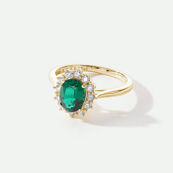 Cate | 9ct Yellow Gold 0.25ct tw Lab Grown Diamond and Created Emerald Ring-3