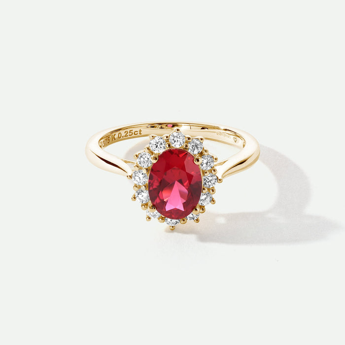 Cate | 9ct Yellow Gold 0.25ct tw Lab Grown Diamond and Created Ruby Ring-0