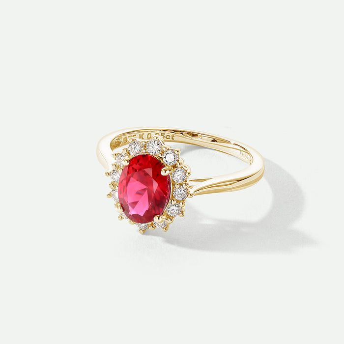 Cate | 9ct Yellow Gold 0.25ct tw Lab Grown Diamond and Created Ruby Ring-3