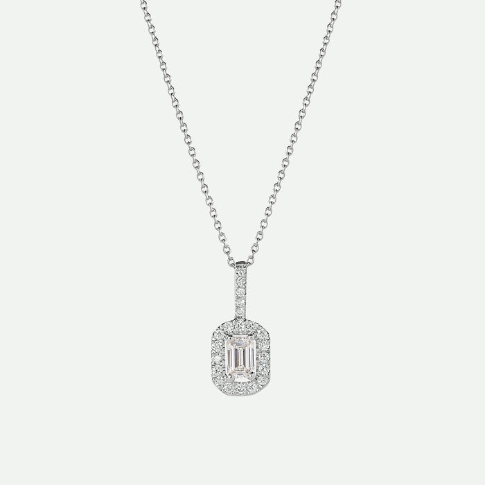 Cielo | 9ct White Gold 0.50ct tw Lab Grown Diamond Halo Necklace 18 Inches-0