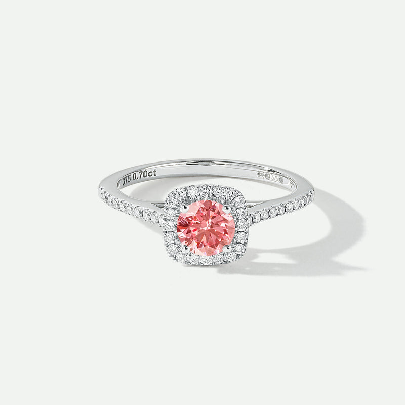Cynthia | 18ct White Gold 0.70ct tw Lab Grown Pink Diamond Halo Ring