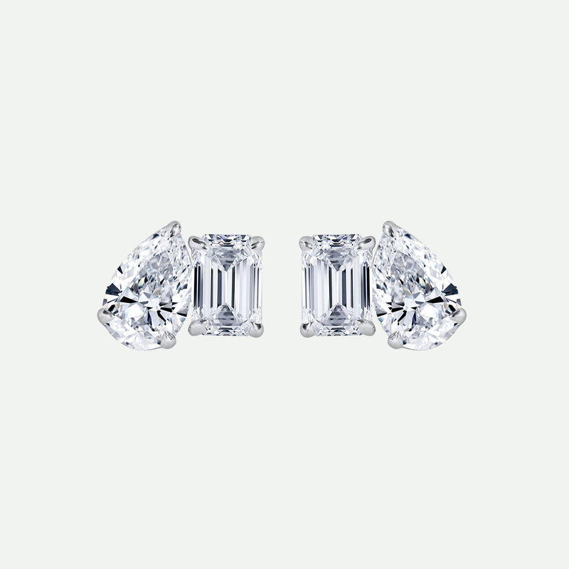 Elise Earring | 9ct White Gold 0.80ct tw Lab Grown Diamond Toi Et Moi Stud Earrings
