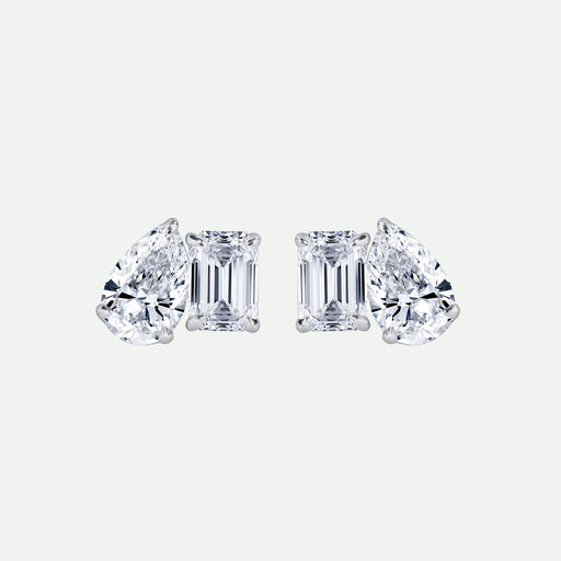 Elise Earring | 9ct White Gold 0.80ct tw Lab Grown Diamond Toi Et Moi Stud Earrings-0