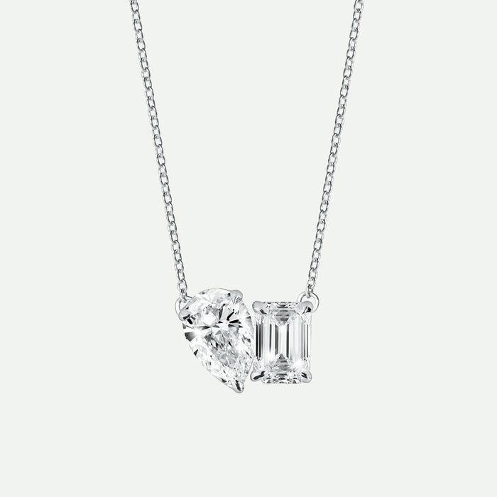 Elise Necklace | 9ct White Gold 1.5ct tw Lab Grown Diamond Toi Et Moi Necklace-0