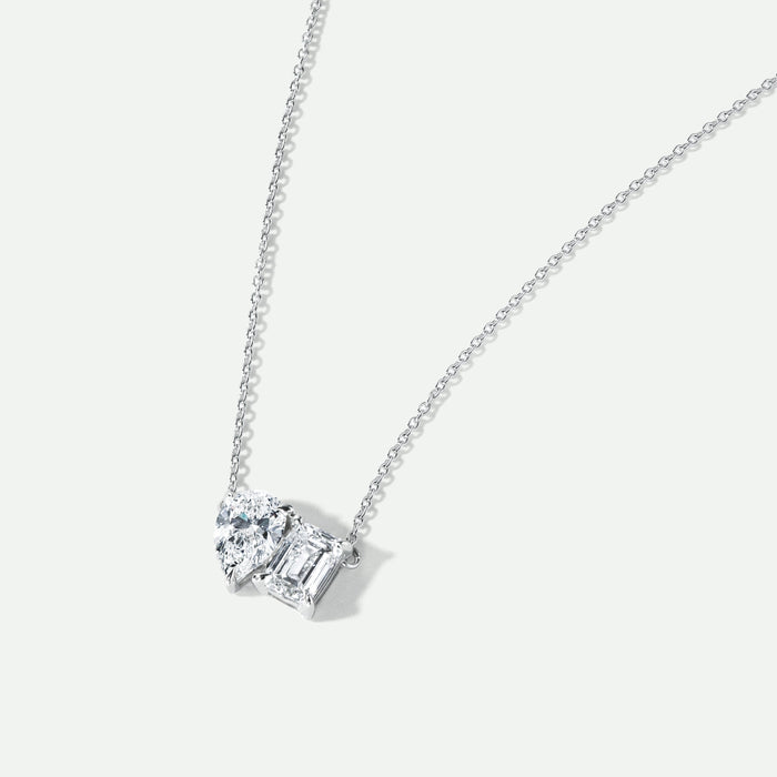 Elise Necklace | 9ct White Gold 1.5ct tw Lab Grown Diamond Toi Et Moi Necklace-2