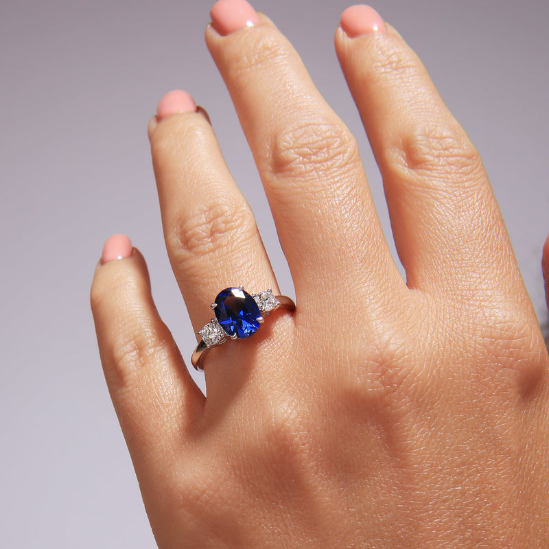 Ellison | 9ct White Gold 0.33ct tw Lab Grown Diamond and Created Sapphire Ring