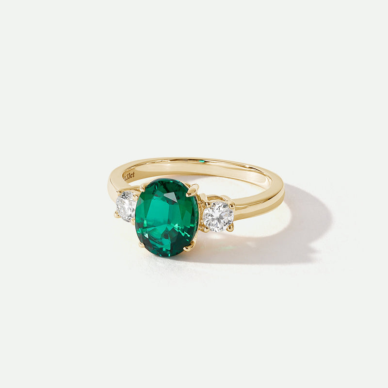 Ellison | 9ct Yellow Gold 0.33ct tw Lab Grown Diamond and Created Emerald Ring