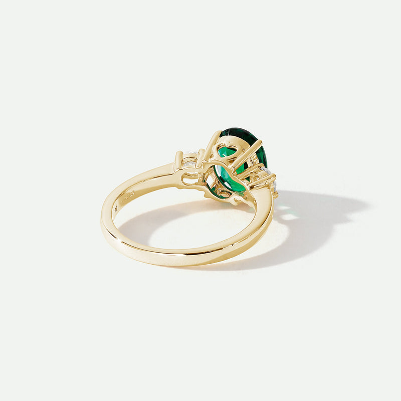 Ellison | 9ct Yellow Gold 0.33ct tw Lab Grown Diamond and Created Emerald Ring