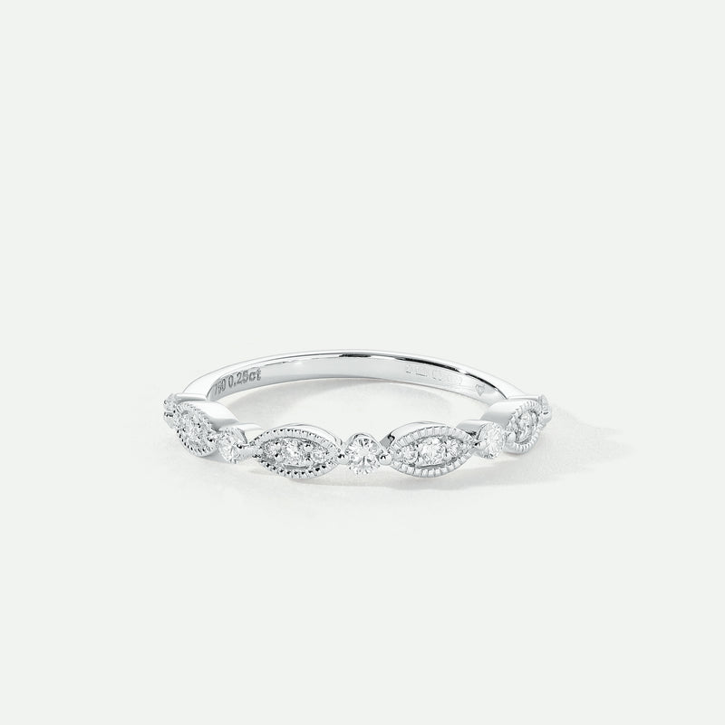 Florence - 18ct White Gold 0.25ct tw Lab Grown Diamond Milgrain Vintage Band Ring - image 1