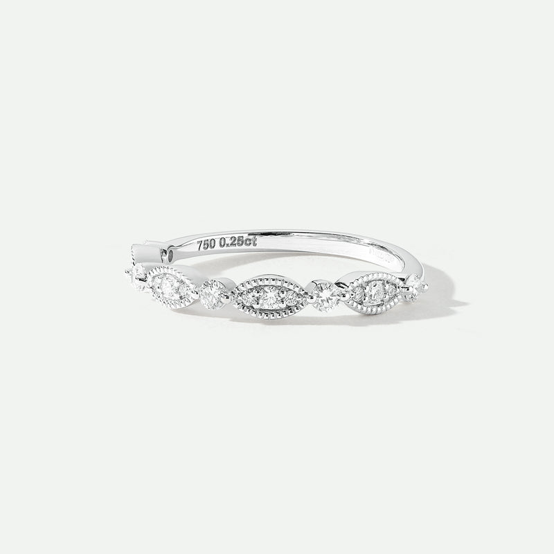 Florence - 18ct White Gold 0.25ct tw Lab Grown Diamond Milgrain Vintage Band Ring - image 2