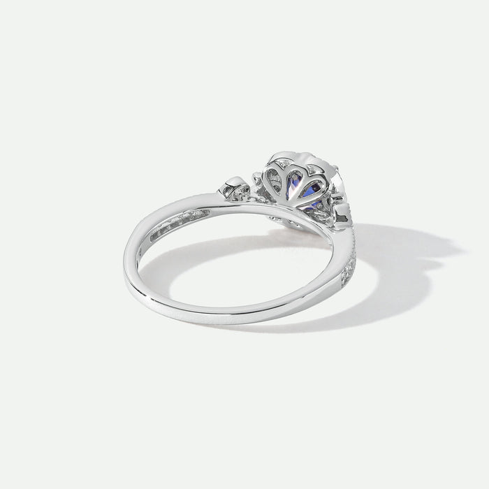 Harper | 18ct White Gold 0.12ct tw Lab Grown Diamond and Created Sapphire Vintage Ring-3