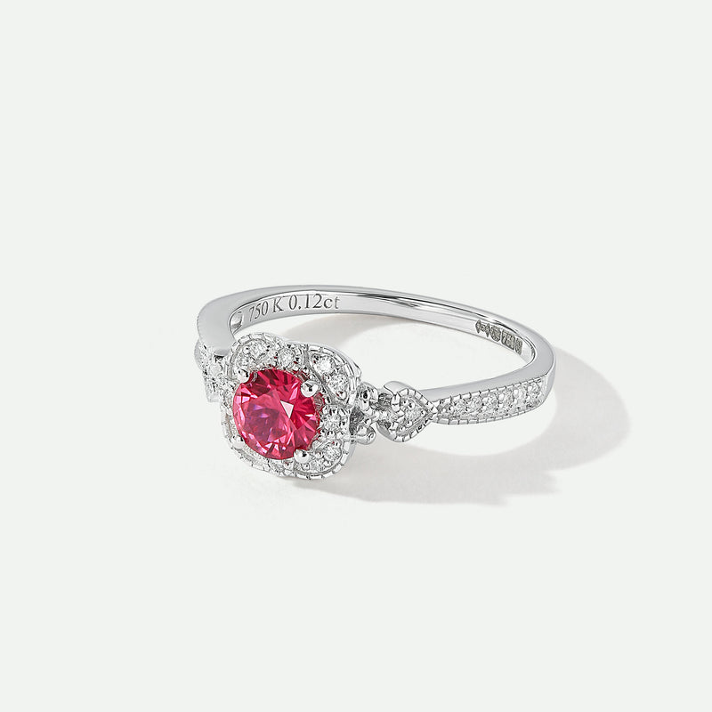 Harper | 18ct White Gold 0.12ct tw Lab Grown Diamond and Created Ruby Vintage Ring