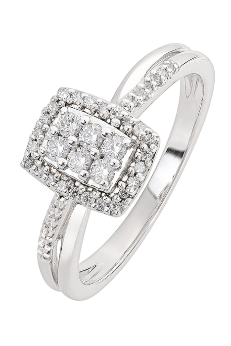 9ct White Gold 0.25ct Diamond Pave Engagement Ring