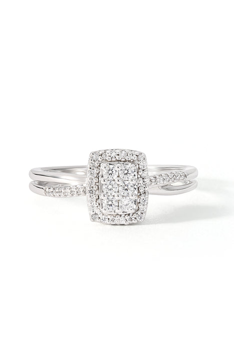 9ct White Gold 0.25ct Diamond Pave Engagement Ring