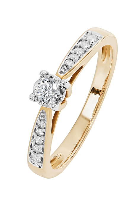 9ct Yellow Gold 0.19ct Diamond Engagement Ring