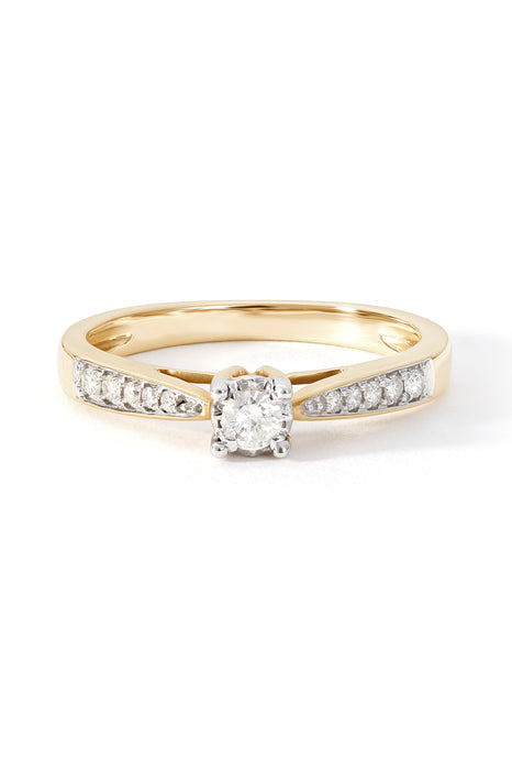 9ct Yellow Gold 0.19ct Diamond Engagement Ring