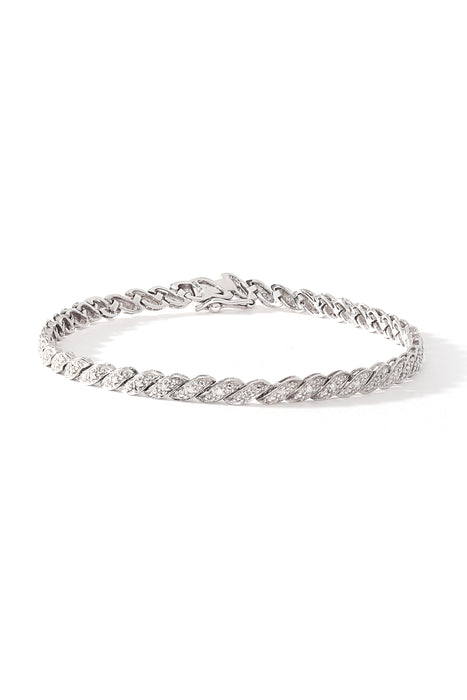 Sterling Silver 0.26ct Diamond Swirl Tennis Bracelet