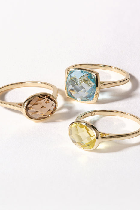 9ct Yellow Gold Sky Blue Topaz Ring