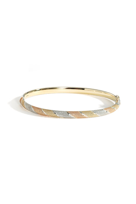 9ct Yellow Gold & Sterling Silver Bonded 3 Colour Bangle