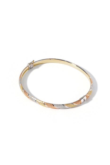 9ct Yellow Gold & Sterling Silver Bonded 3 Colour Bangle