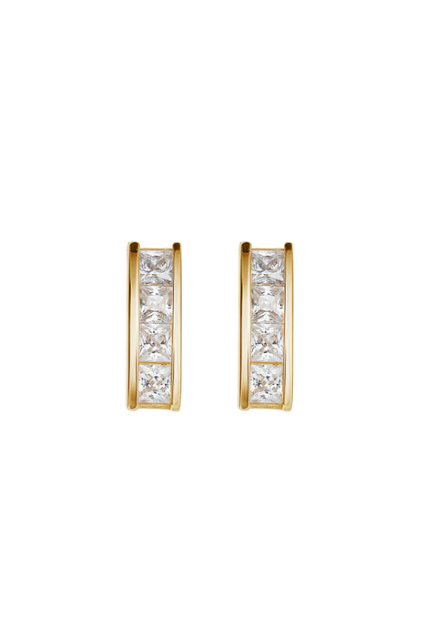 9ct Yellow Gold Cubic Zirconia Bar Stud Earrings