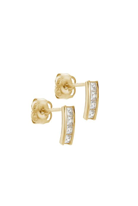 9ct Yellow Gold Cubic Zirconia Bar Stud Earrings