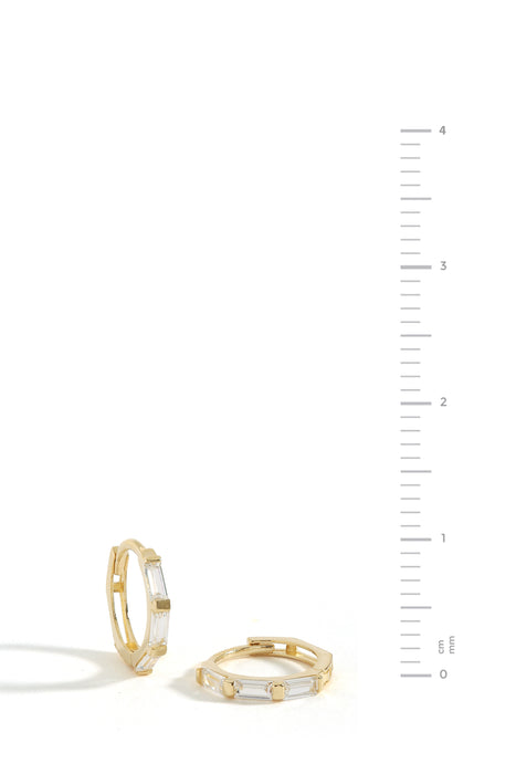 9ct Yellow Gold Cubic Zirconia Huggie Hoop Earrings