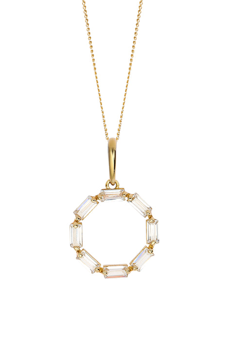 9ct Yellow Gold Cubic Zirconia Halo Pendant Necklace