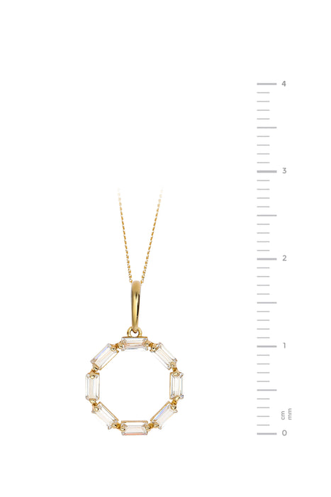 9ct Yellow Gold Cubic Zirconia Halo Pendant Necklace