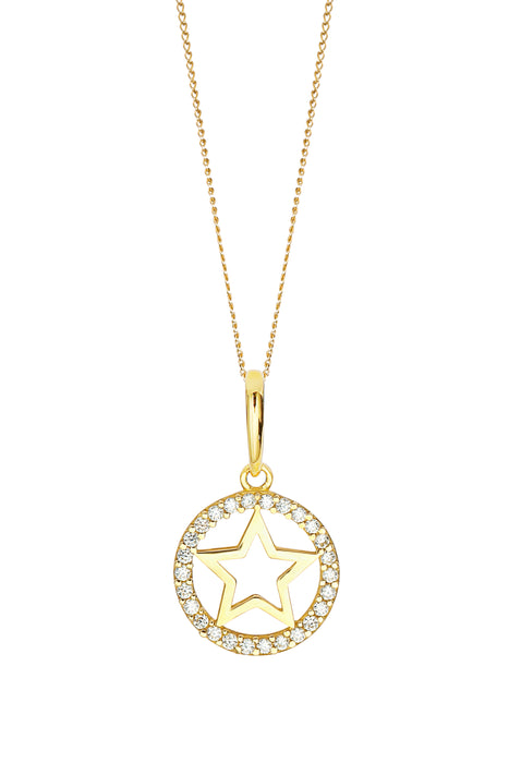 9ct Yellow Gold Cubic Zirconia Star Pendant Necklace