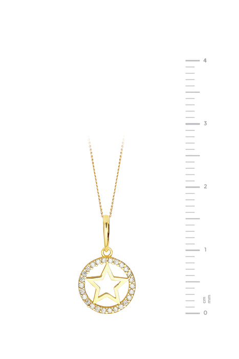 9ct Yellow Gold Cubic Zirconia Star Pendant Necklace