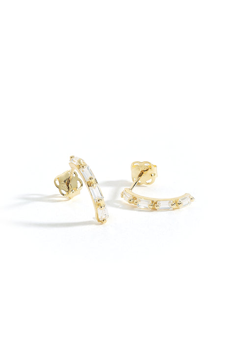 9ct Yellow Gold Cubic Zirconia Curve Stud Earrings