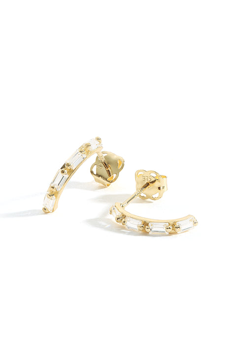 9ct Yellow Gold Cubic Zirconia Curve Stud Earrings