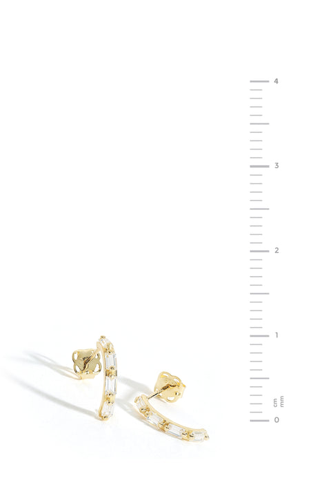 9ct Yellow Gold Cubic Zirconia Curve Stud Earrings