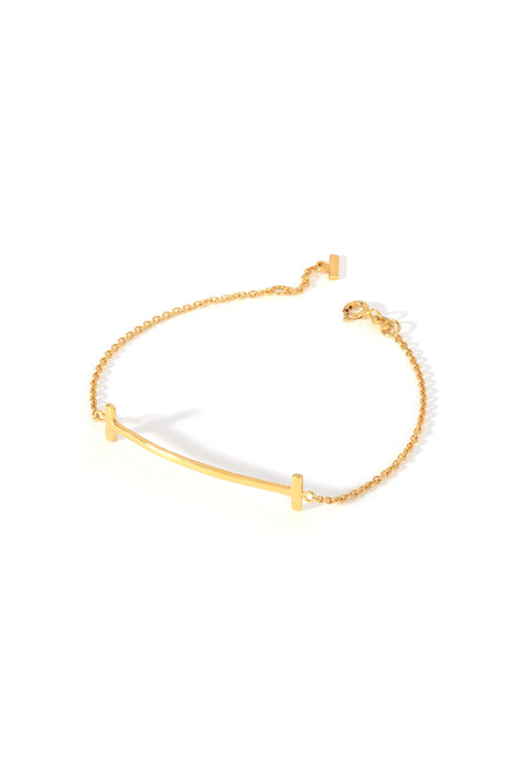 Sterling Silver Gold Plated T Bar Bracelet