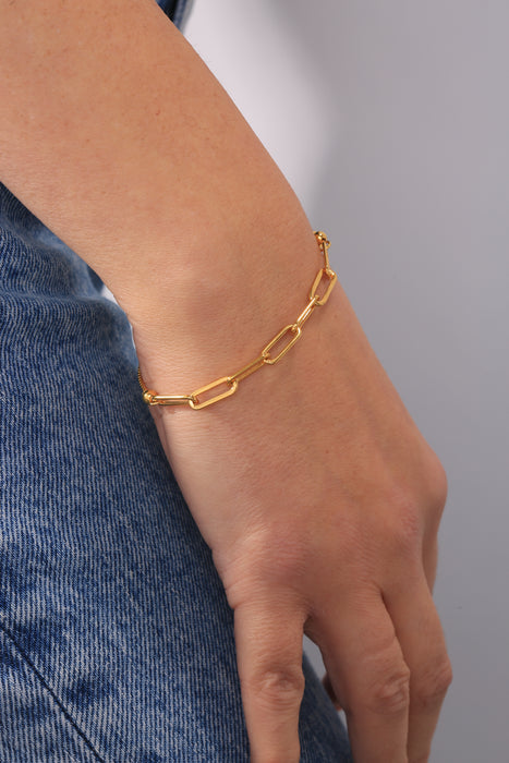 Sterling Silver Gold Plated Oval Link Friendship Bracelet